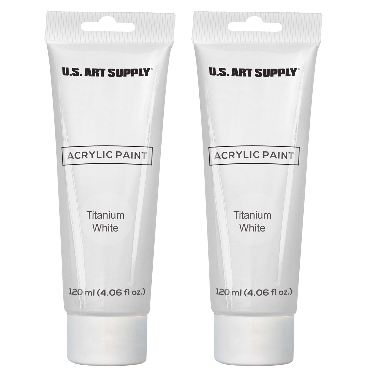 Titanium White Acrylic Paint - 2 Extra-Large 120ml Tubes - High Opacity, Strong Tinting Strength, Acrylic Paints for Canvas Painting, Wood & Media